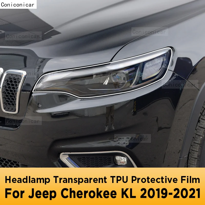 

For JEEP Cherokee KL 2019-2021 Car Exterior Headlight Anti-scratch Front Lamp Transparent TPU Protective Film Accessories