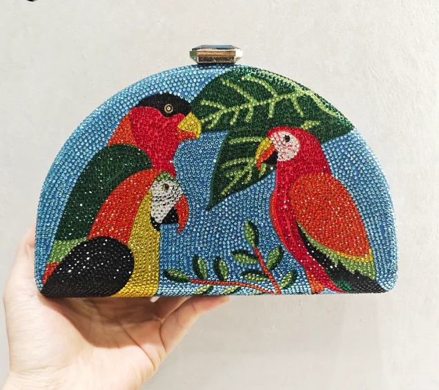 

XIYUAN Woodpecker Gems Clutch Purse Bags Multicolored Evening Clutches Rhinestone Wedding Purses Elegant Women’s Shoulder bag