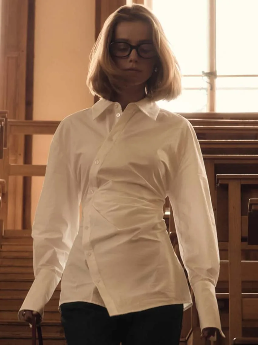 Oymimi Elegant White Cotton Women's Shirt Fashion Long Sleeve Turn-Down Collar Solid Shirts Casual New Single Breasted Blouses