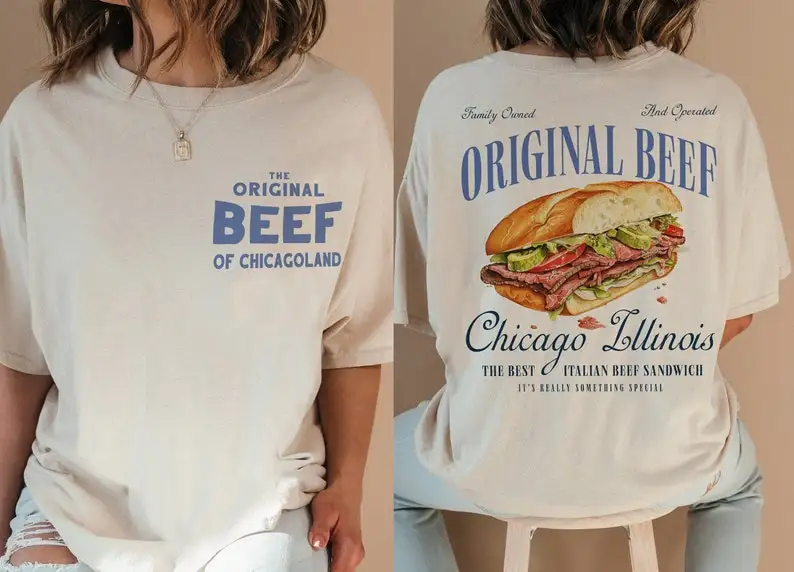 The Bear TV Show Shirt, Jeremey Allen White Retro Graphic T-Shirt, Vintage Original Beef of Chicagoland Restaurant Sandwich Tee