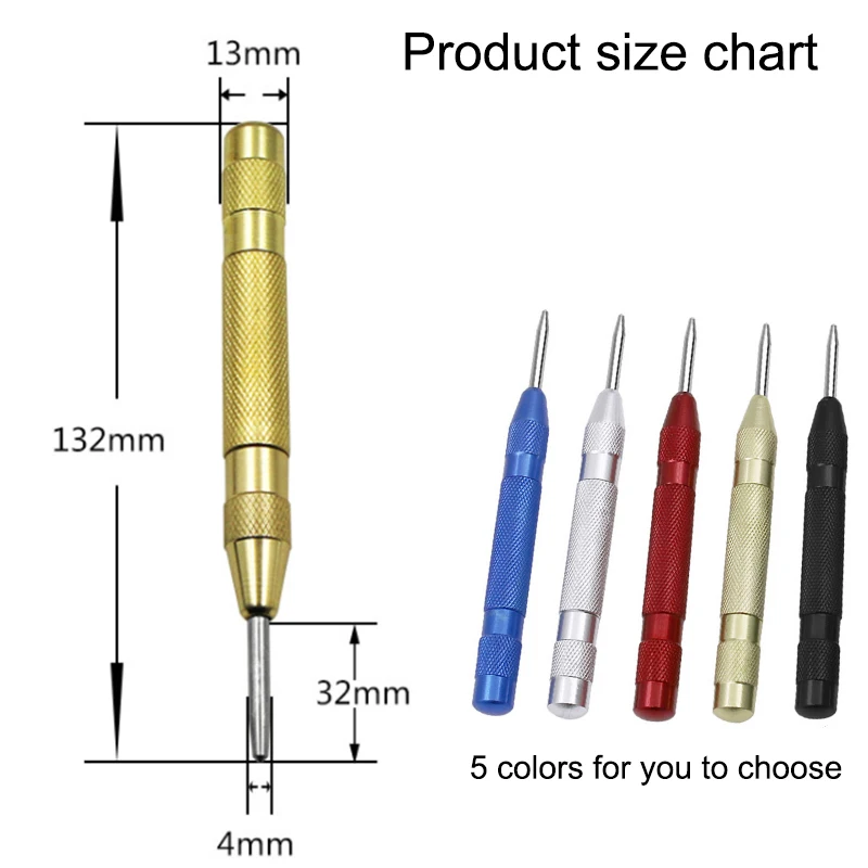 Automatic Center Punch High Quality S2 Steel Tip  Adjustable Spring Impact, Knurled Non-slip Surface  One-handed Spring Impact