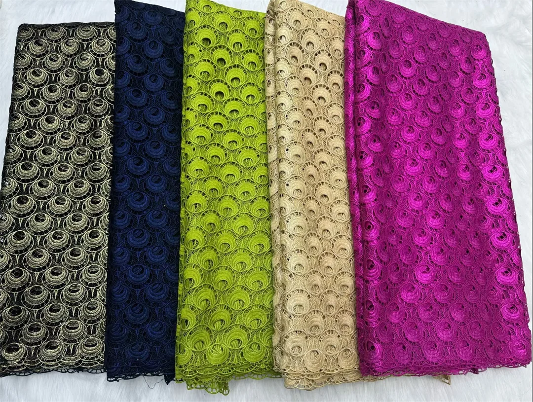 New African Guipure Cord Lace Fabric 2026 New High Quality Nigerian Water Soluble Lace Fabrics 5 Yards For Wedding Dresses Party