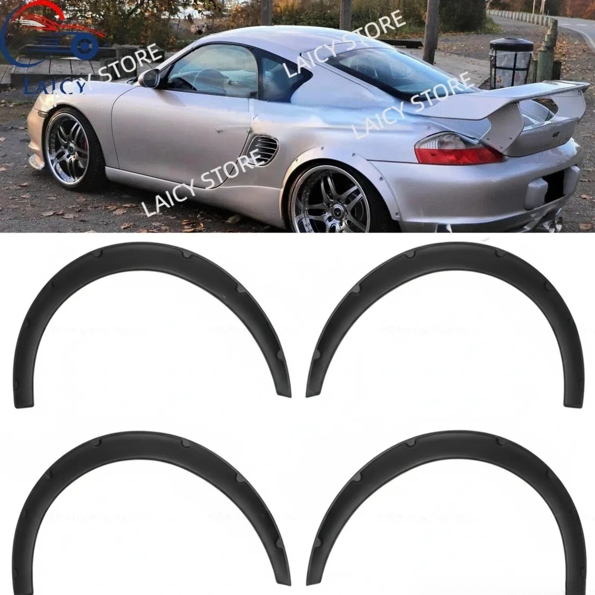 

LAICY Расширители колесных арок (фендеры) для Porsche Boxster, защита от брызг грязи, сверхширокий комплект, автозапчасти, черный