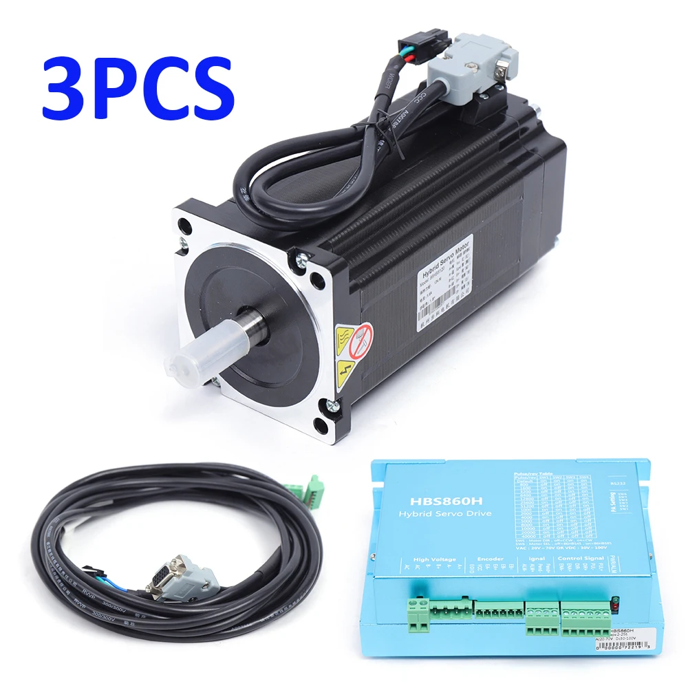 12NM 3Axis Gesloten Loop Stappenmotor Nema34 Hybrid Servo Driver 3M Encoder Lline Voor Cnc Graveren