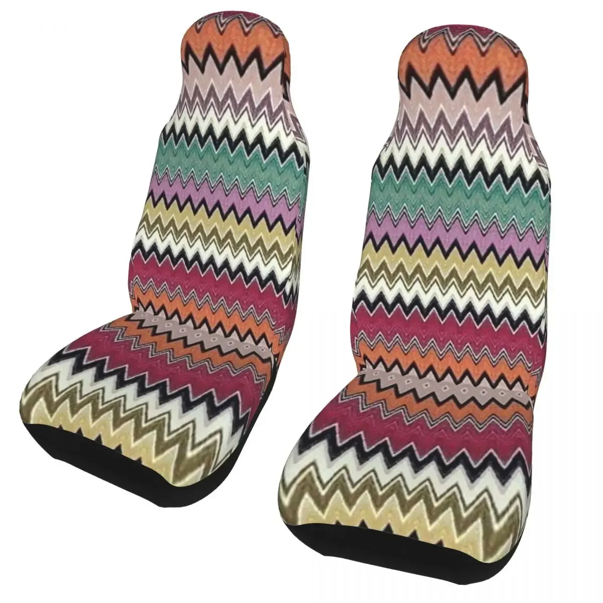 Colorful Zig Zag Chevron Universal Car Seat Covers Fit for Cars Trucks SUV Bohemian Geometric Auto Seat Cover Protector 2 Pieces