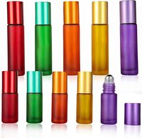 10Pcs 5ml/10ml Empty Glass Essential Oil Roller Bottles with Stainless Steel Roller Balls for Perfume Cosmetics Aromatherapy