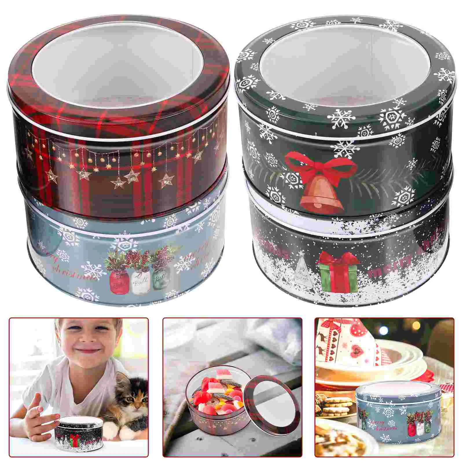 

Christmas Candy Storage Containers Tin Box Cookie Boxes Biscuit Cans Treat Tinplate