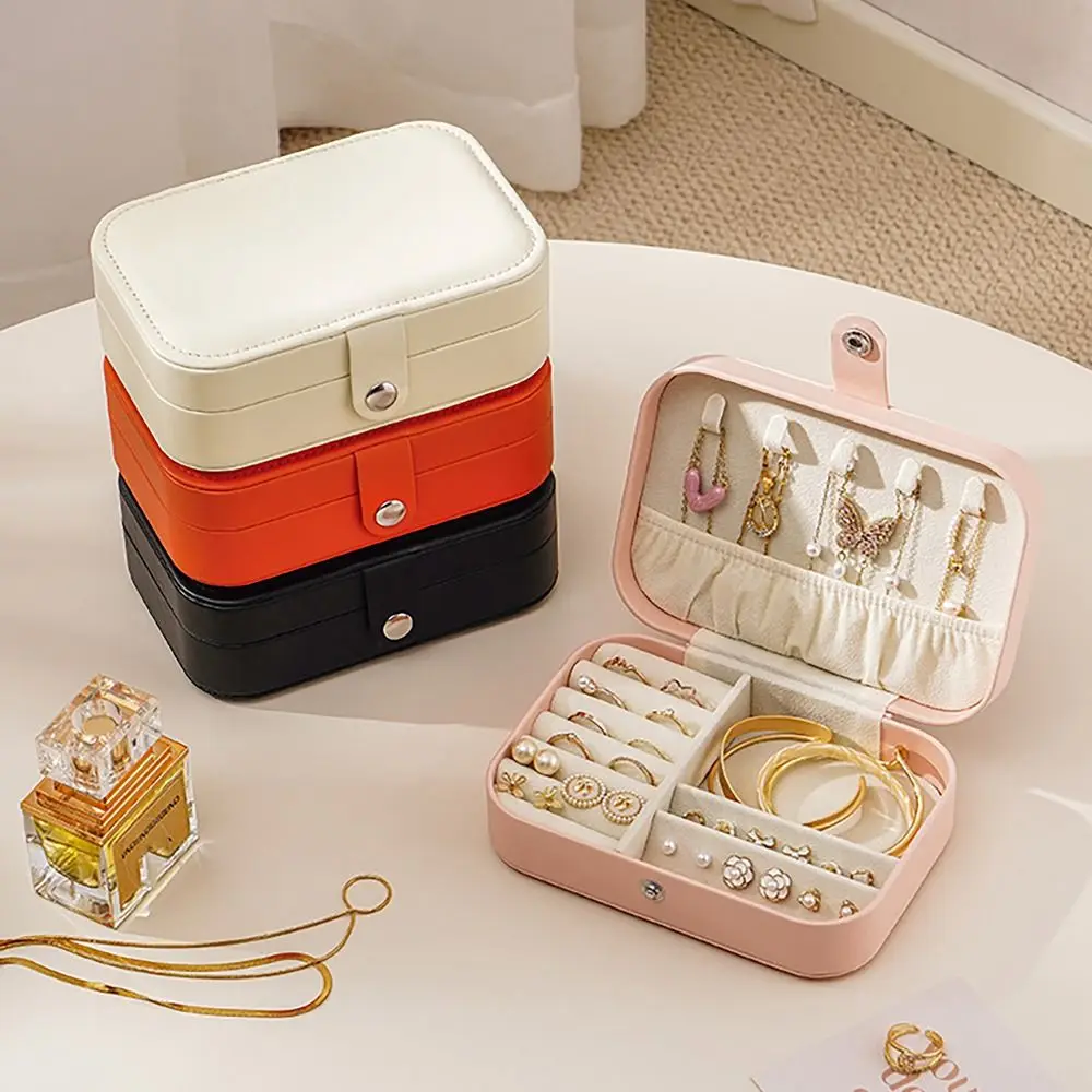 Velvet Interior Jewelry Storage Box Movable Partition Anti-oxidation Jewelry Display Box PU Ring Earrings Organizer