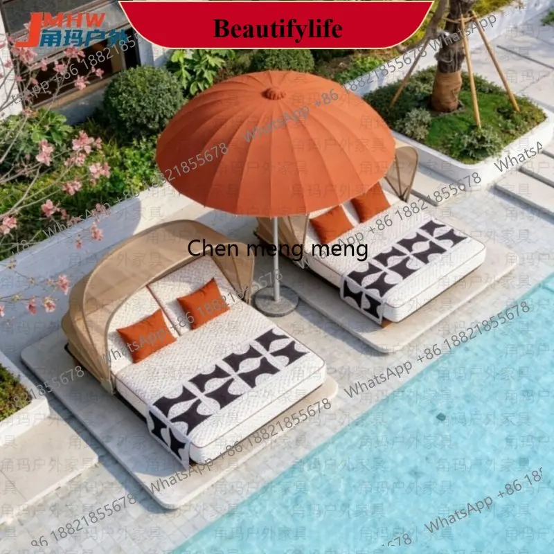 z183 Outdoor Bed Double Courtyard Villa Bird's Nest Sofa Outdoor Pool Large Bed with Shade