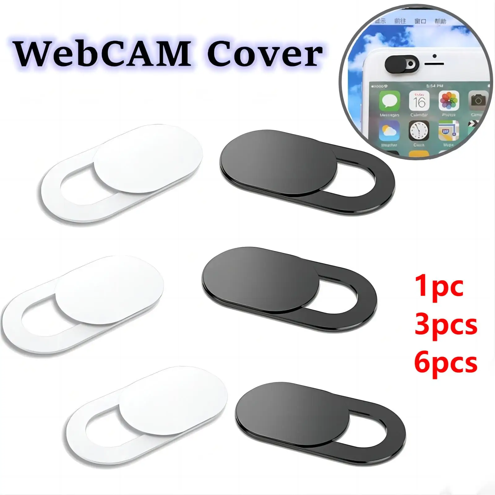 Webcam Cover Shutter Magnet Slider Plastic Camera Cover for iPad Tablet Web Laptop Pc Camera Mobile Phone Lenses Privacy Sticker