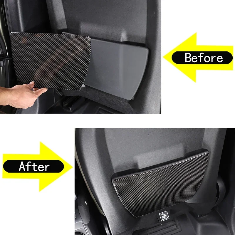 

2Pcs Soft Carbon Fiber For Land Rover Defender 110 2020-2024 Car Seat Rear Storage Panel Decorative Sticker Interior Accessories