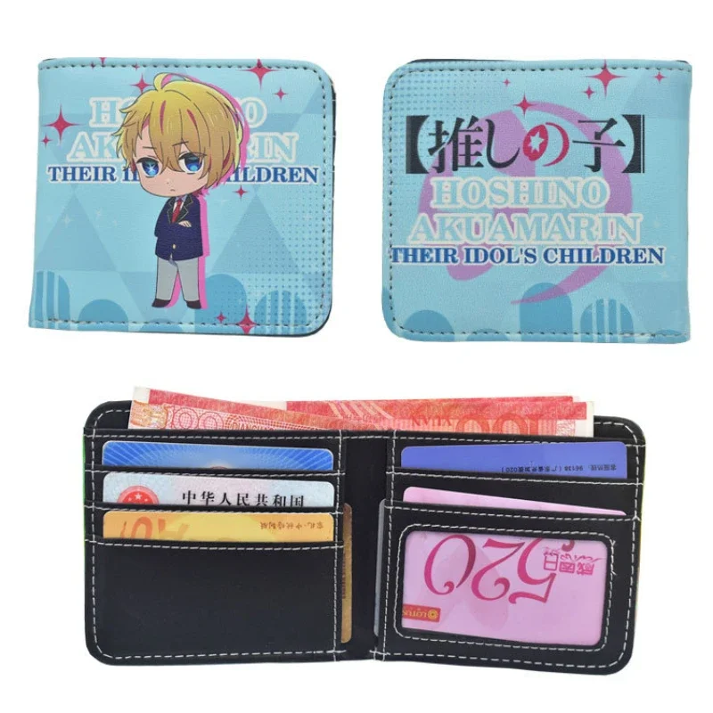 OSHI NO KO Wallets for Women Kawaii Bags Anime Figure Rubii Akuamarin Hoshino Ai Cosplay PU Coin Purs ID Card Holder Money Clip