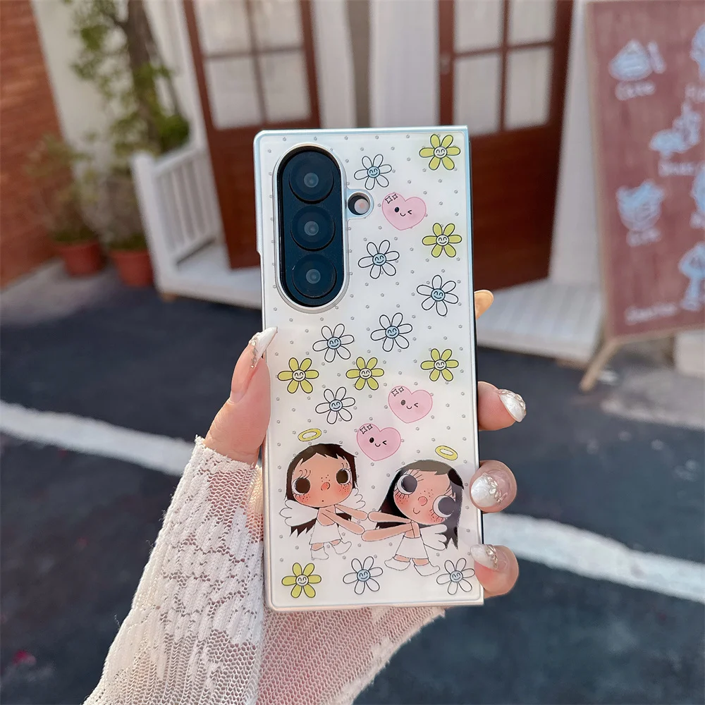 

Cute Sunflower Girl Lovely Phone Case for Samsung Galaxy Z Fold 6 7 Fold 7 6 Fold 6 Funda Cartoon Shockproof Cover Protection Ca
