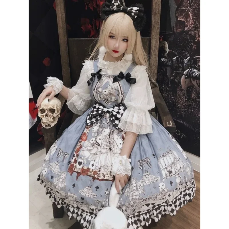 Новое японское готическое винтажное темное похоронное платье Лолиты Jsk для девочек, женское платье Harajuku Kawaii без рукавов в стиле панк на подтяжках NX4c;5,v'8.d;
