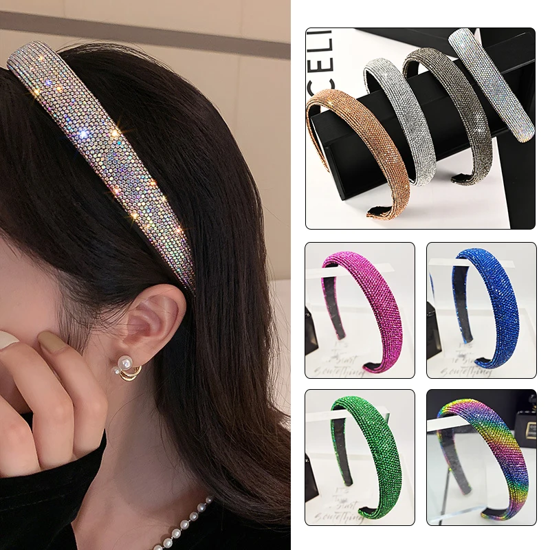 Shiny Rhinestone Crystal Headbands for Women, Hair Accessories, Headdress, Padded Hairbands, Hair Bands, Sparkly Hoop, Fashion