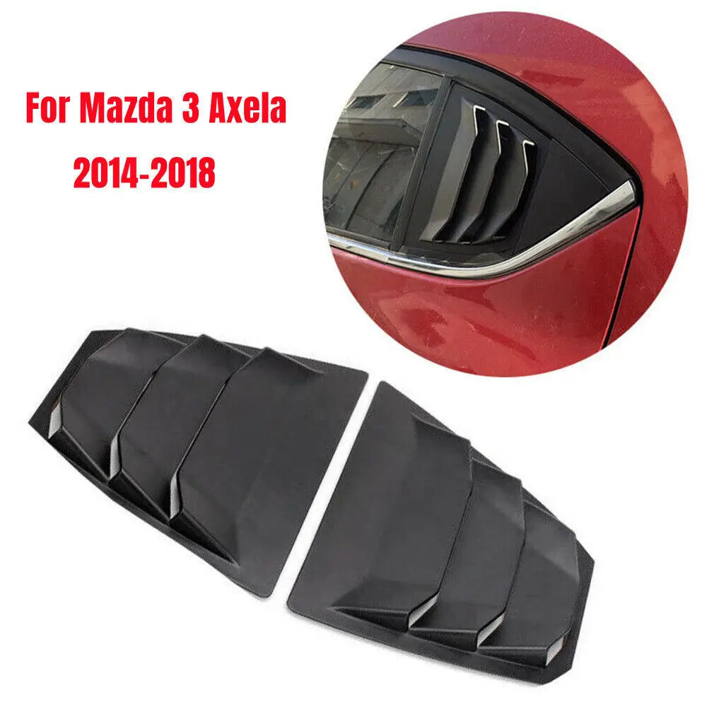 For Mazda 3 Axela 2014-2018 Car Rear Louver Window Side Shutter Cover Trim Sticker Vent Scoop ABS Carbon Fiber Black Accessories