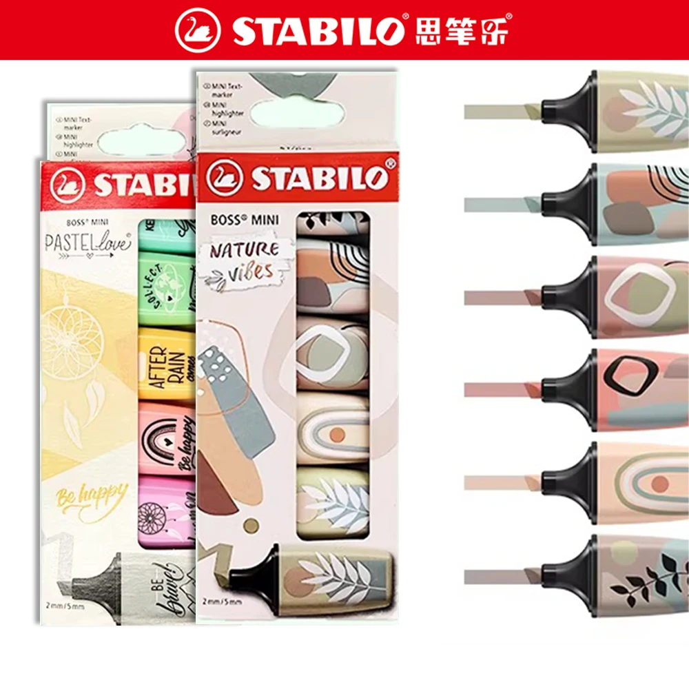 

3/6pcs Stabilo Highlighter Pen Set Mini BOSS Limited Children's Large Capacity Color Key Marking Pen Kawaii School Supplies