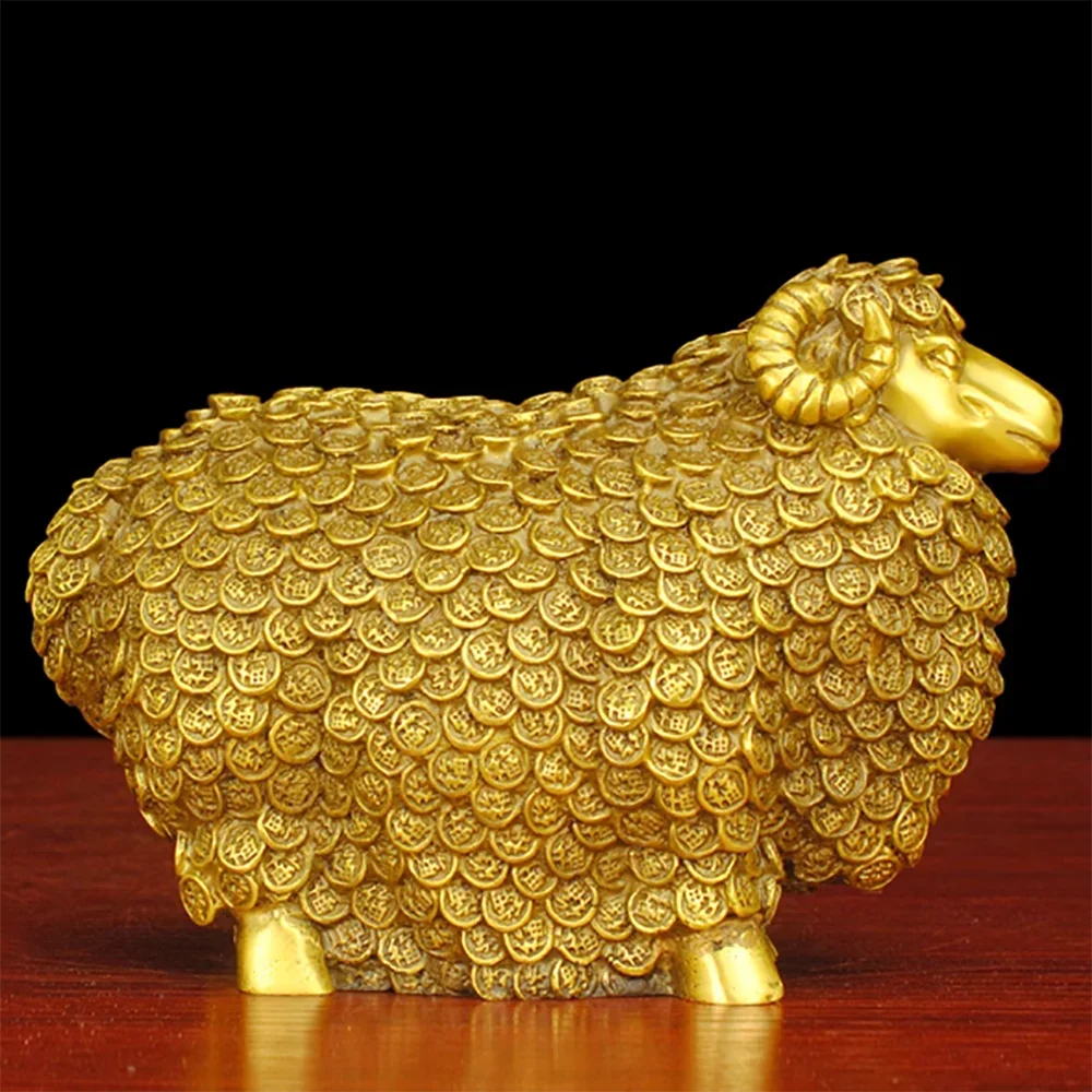 Pure copper Wanfu Sheep Ram Leader Sheep House Southwest corner missing and corner filling mascot decoration ornaments