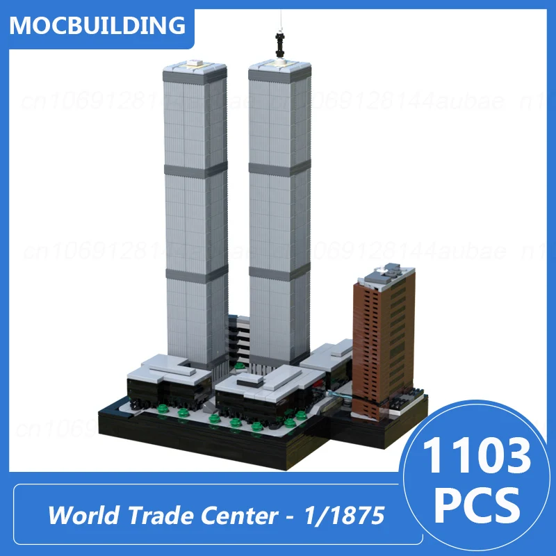 

The World Trade Center 1/1875 Scale Model MOC Building Blocks DIY Assemble Bricks Architecture Display Xmas Toys Gifts 1103PCS