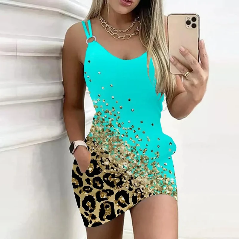 Vestido de verano de punto a rayas con cuello en U para mujer, elegante vestido de fiesta informal sin mangas con tirantes, Bodycon para playa, 2023