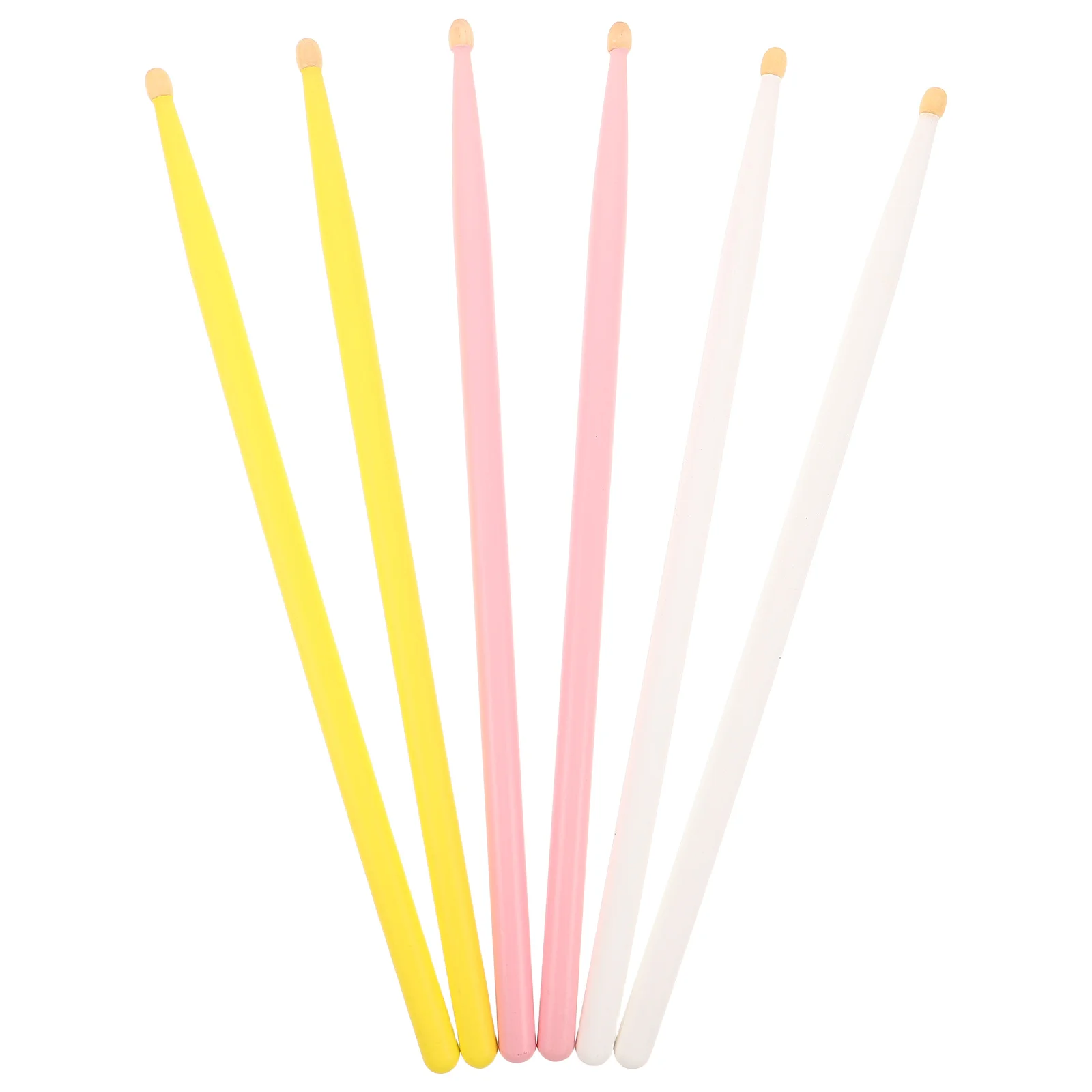 

3Pairs Maple Drumstick Set 5a Pink White Yellow Colorful Wooden Sticks for Professional Performances Beginners