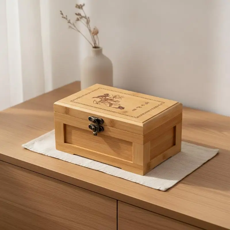 Bamboo Craft Princess Korean Bamboo Jewelry Box Wooden Jewelry Storage Box Small Collection Box Gift Box WF