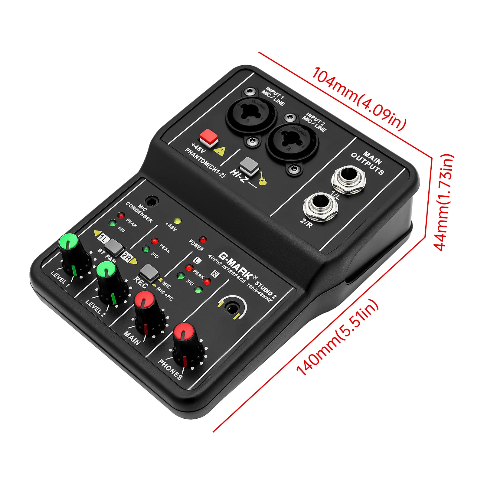 Q-12 Audio Interface USB Sound Card Professional Audio Sound Card with Monitor For Guitar Studio,Singing Computer PC