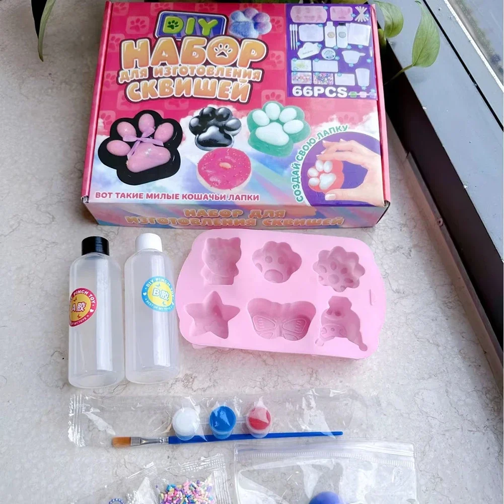 

DIY Squishy Kit Set Liquid Gel Liquid Silicone Squishy Making Kit Perfect Kawaii Squishy Cat Paw Making Kit Decompression Gifts