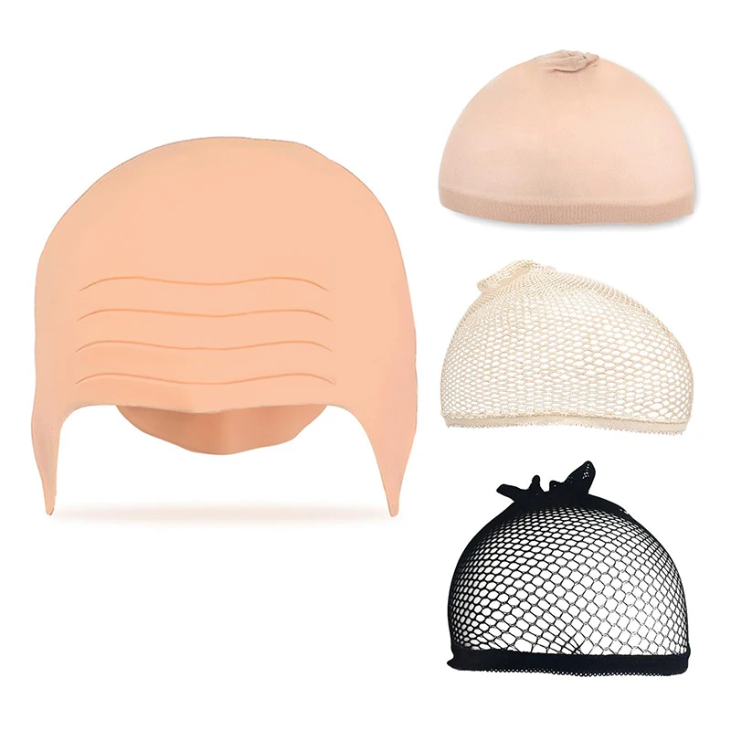 

1/2/4Pcs Latex Bald Cap Set For Adults Bald Cap Fancy Dress Cosplay Hat Wig Cap Fake Bald Wig Costume Accessory For Stage Plays