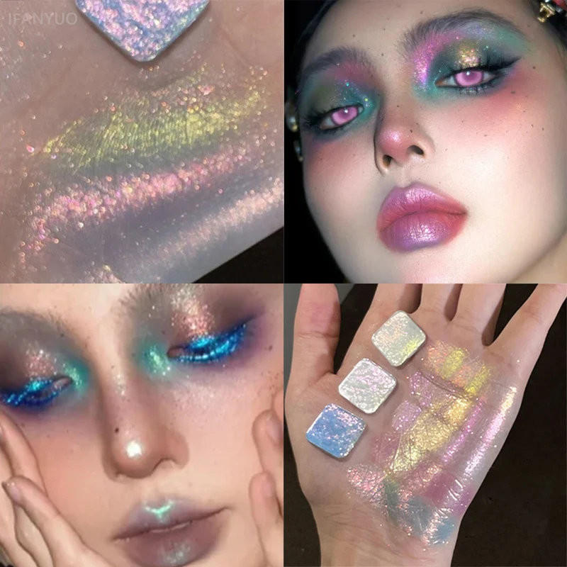 Diamond Chameleon Highlighter Contouring Palette Pearl Flash Verfärbung Hochglanz Pailletten Funkelnder Farbverlauf Lidschatten Make-up