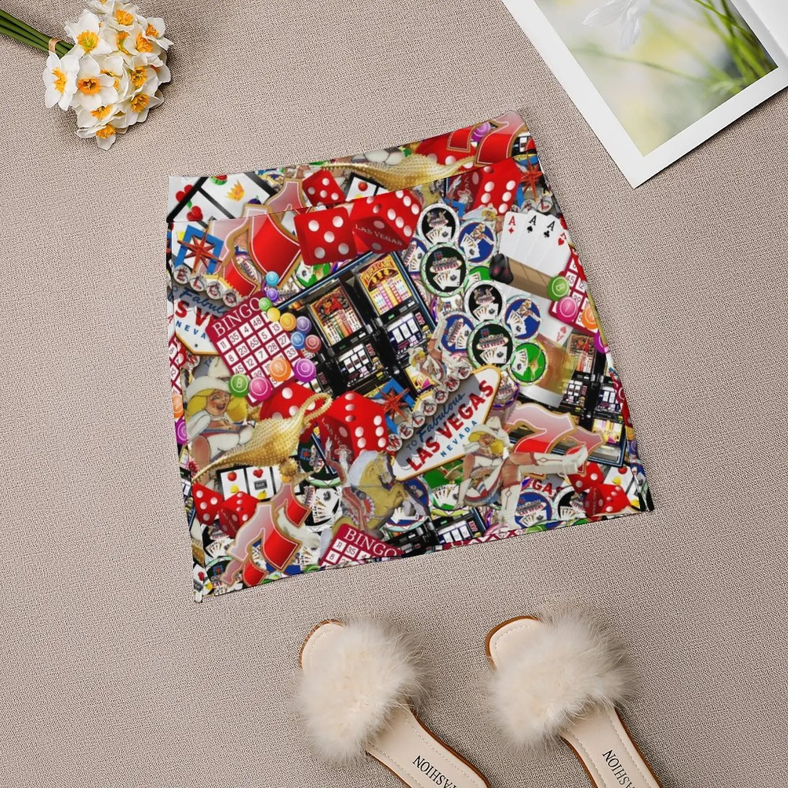 Gokkers Delight - Las Vegas Iconen Licht Proof Broek Rok Koreaanse Mode Rok Satijnen Rok Sets