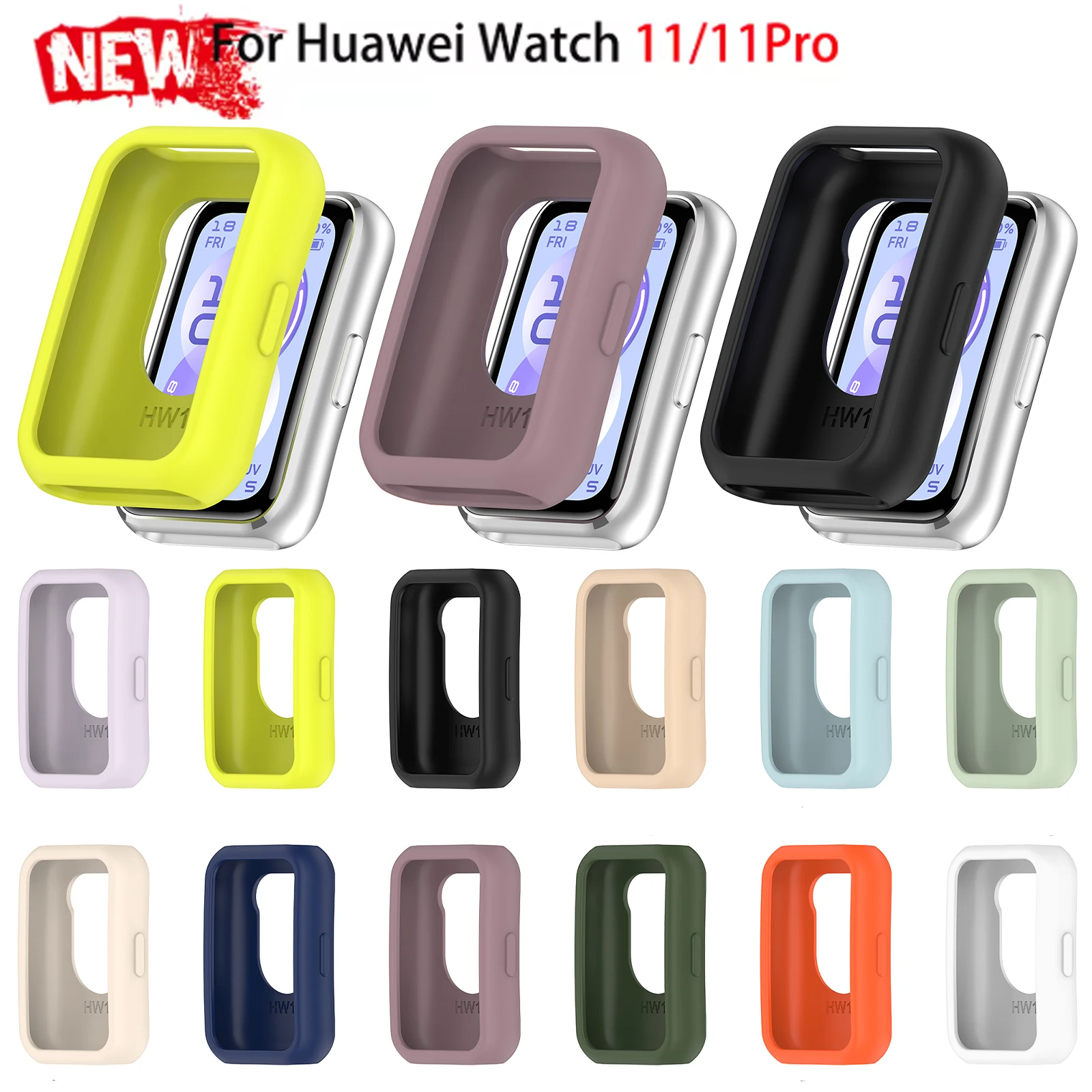 

Soft Silicone Case for Huawei Watch 11Pro / 11 Anti-drop Cover Bumper for Huawei Band 11 / 11Pro Potective Bumper Shell Frame