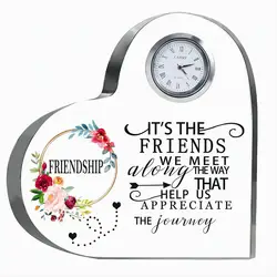 Friendship gift for female friends. Heart shaped clock is the best gift for women.  friend's plaque and birthday gift