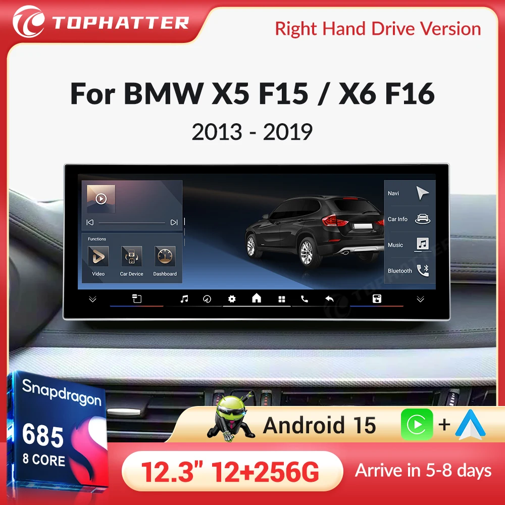 

New Android 15 Wireless CarPlay Screen For BMW X5 F15 X6 F16 F85 2013-2019 Car Multiemdia Player GPS Stereo 4G WiFi Head Unit