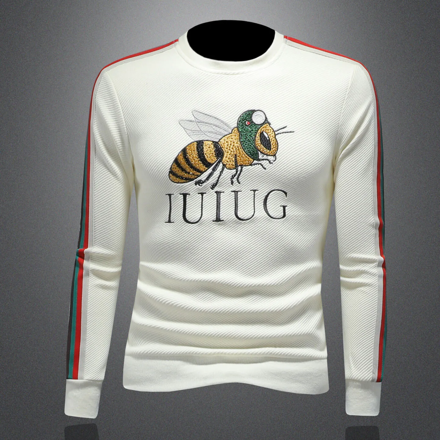 

Ele Bee Embroidery Long Sve Hoodie Men's Base Layer irt Comfortable Cotton Polyester Blend Casual Faion T-irt