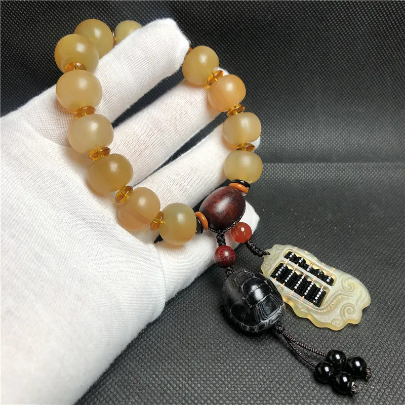 horn bracelet round Tibetan-like Transparent Beads