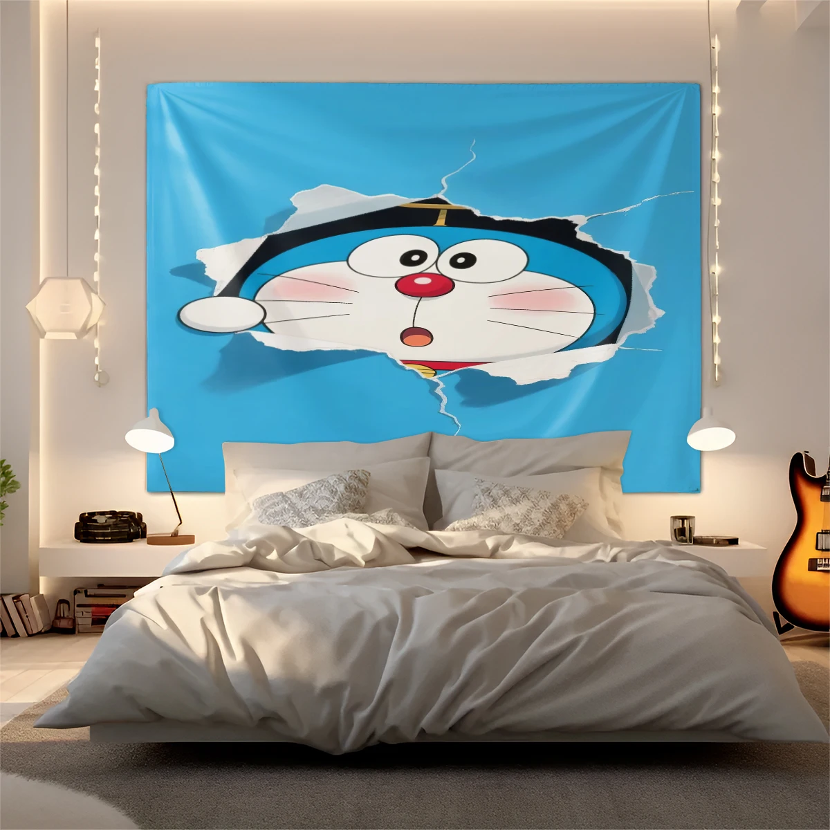 Trendy Anime Doraemon Tapestries Fashionable Durable Soft Dorm Wall Art Suitable For Wall Coverings Coffee Shops Party Backdrops