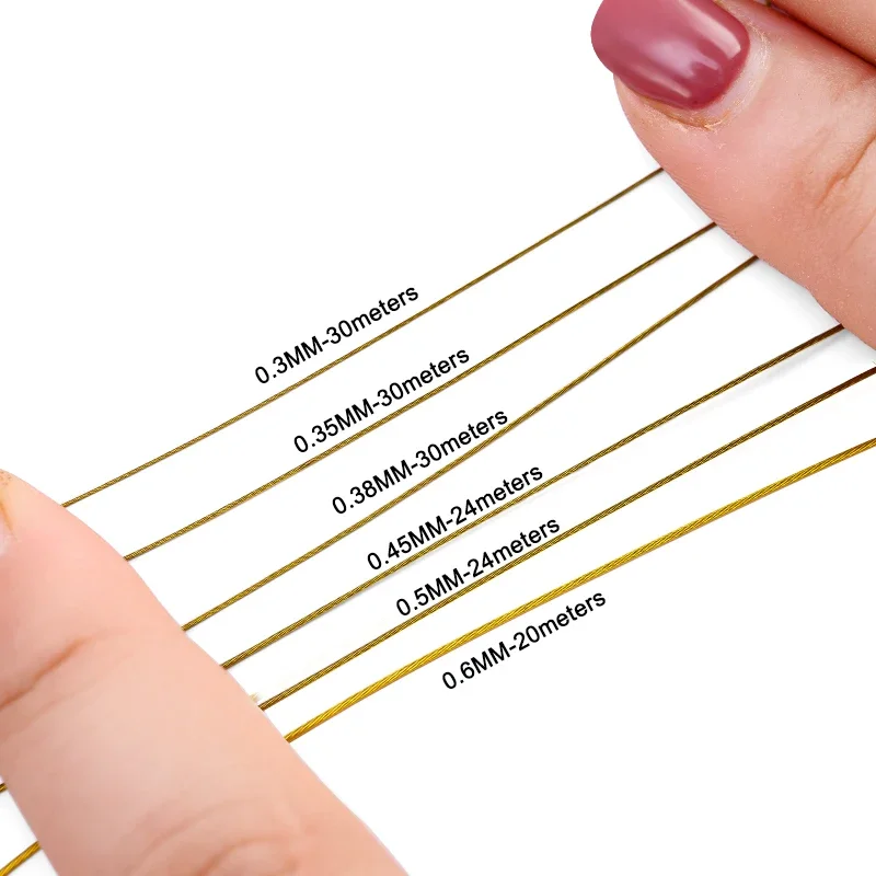 0.3-0.6 مللي متر خرز من الفولاذ المقاوم للصدأ سلسلة سلك مجوهرات مطلية بالذهب سلك لصنع المجوهرات عقد دي اي واي سوار حبة الحرف اليدوية