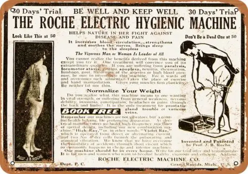 Panneau métallique - Machine d'hygiène électrique Roche 1920 - Reproduction au look vintage
