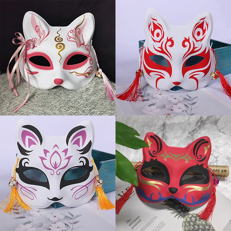 Carnival Handdrawn Anime Devil Half Face Cat Mask Halloween Fox Mask Role Playing Festival Party Role Playing Prop Mask