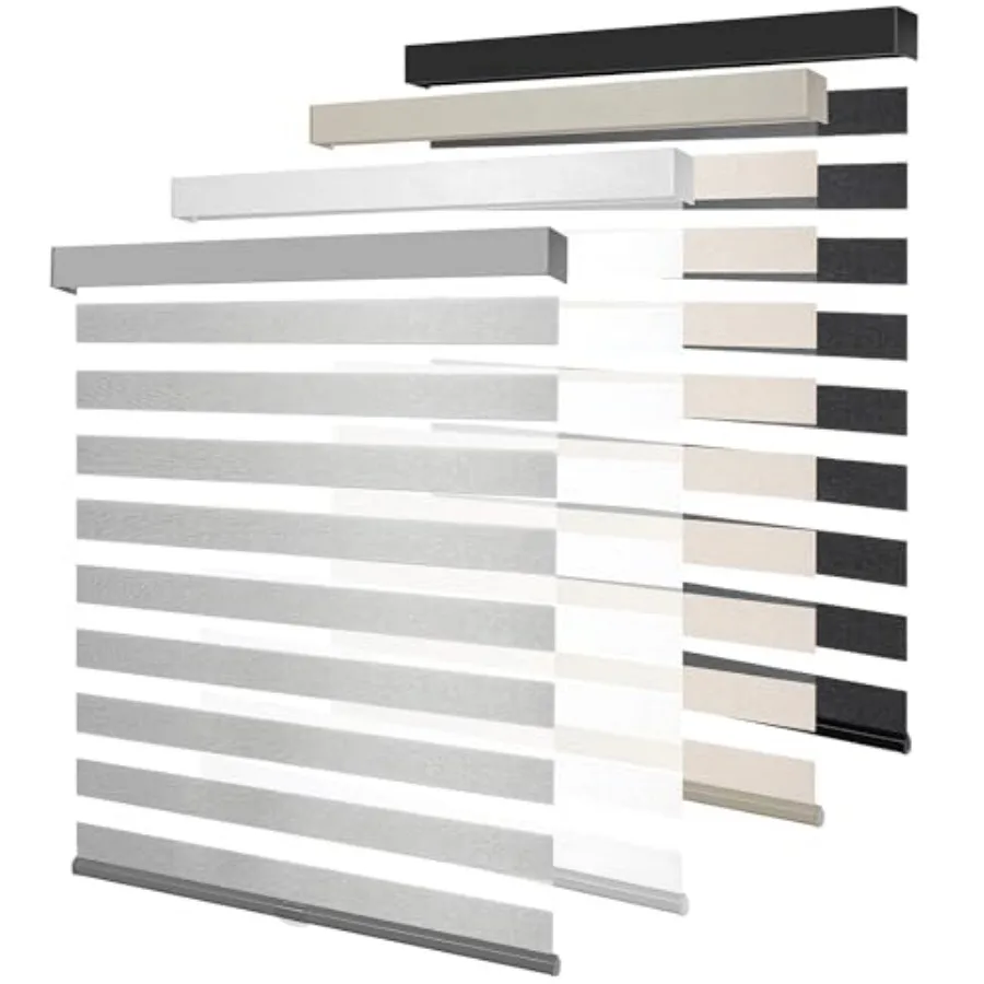 

Cordless Zebra Blinds for Windows, Free-Stop Pull Down Roller Window Shades with Valance, Light Filtering Dual Layers Sheer Sha