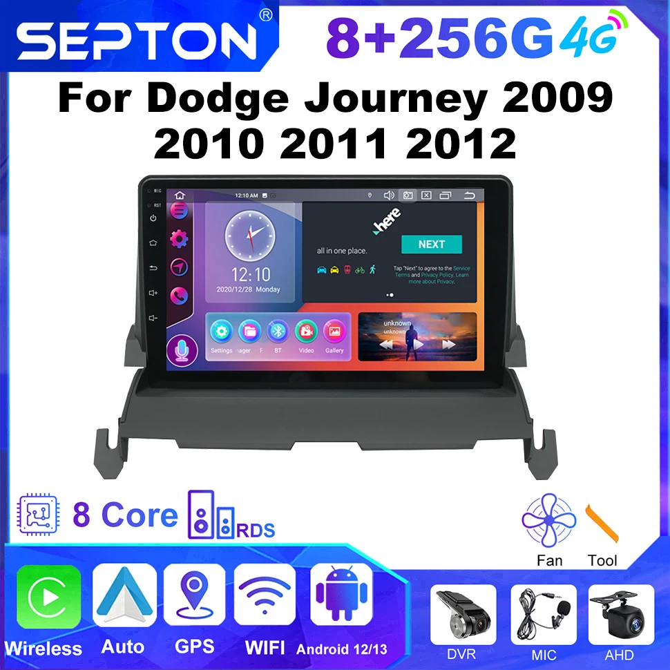 SEPTON Car Screen Android Auto for Dodge Journey 2009 2010 2011 2012 CarPlay Car Radio Automotive Multimedia Vehicle Audio GPS