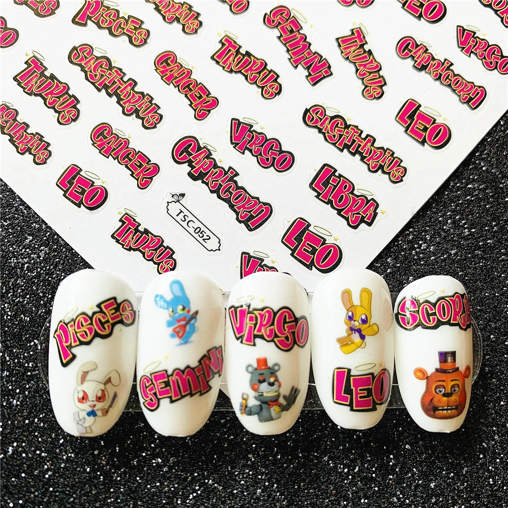 

TSC series TSC-052 English Phrases 3D Back glue Self-adhesive Nail art Nail sticker decoration tool Sliders For Nail Decals