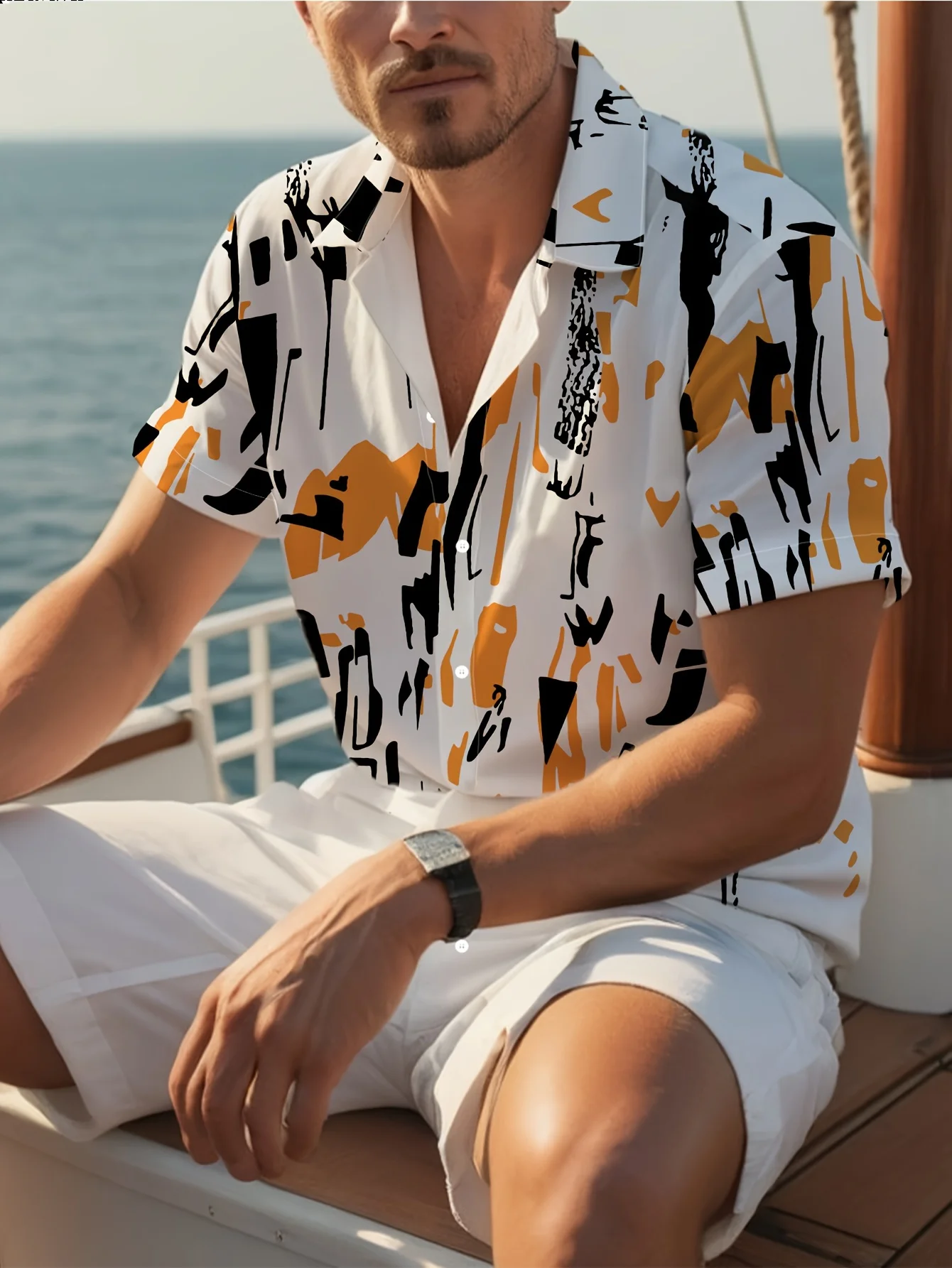 قميص رجالي جديد بأكمام قصيرة لصيف 2025 يسمح بمرور الهواء وخفيف الوزن غير رسمي للتزلج على الجليد ملابس رجالية مطبوعة ثلاثية الأبعاد