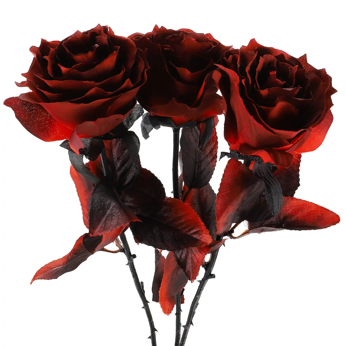 

3PCS Simulation Rose Deep Red Artificial Flower Branches Halloween Decor Wedding Home nament Party Supplies Beautiful