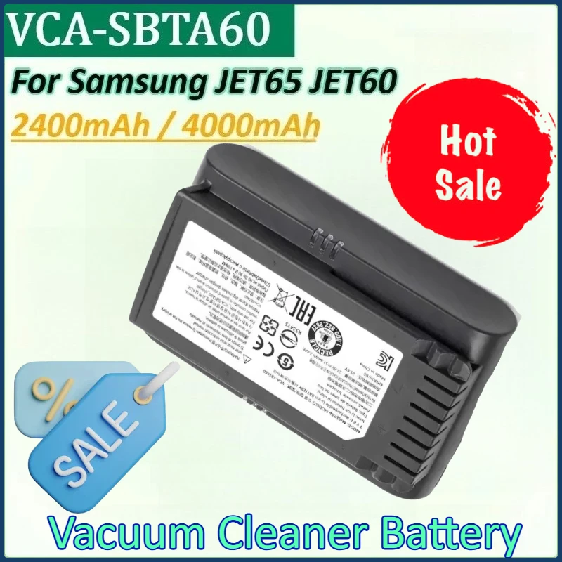 

New VCA-SBTA60 Vacuum Cleaner Battery for Samsung Jet 60 Turbo Jet 75E Complete VS15A6031R5 VS15A6031R4 VS20B75ADR5 VS20B75ACR5