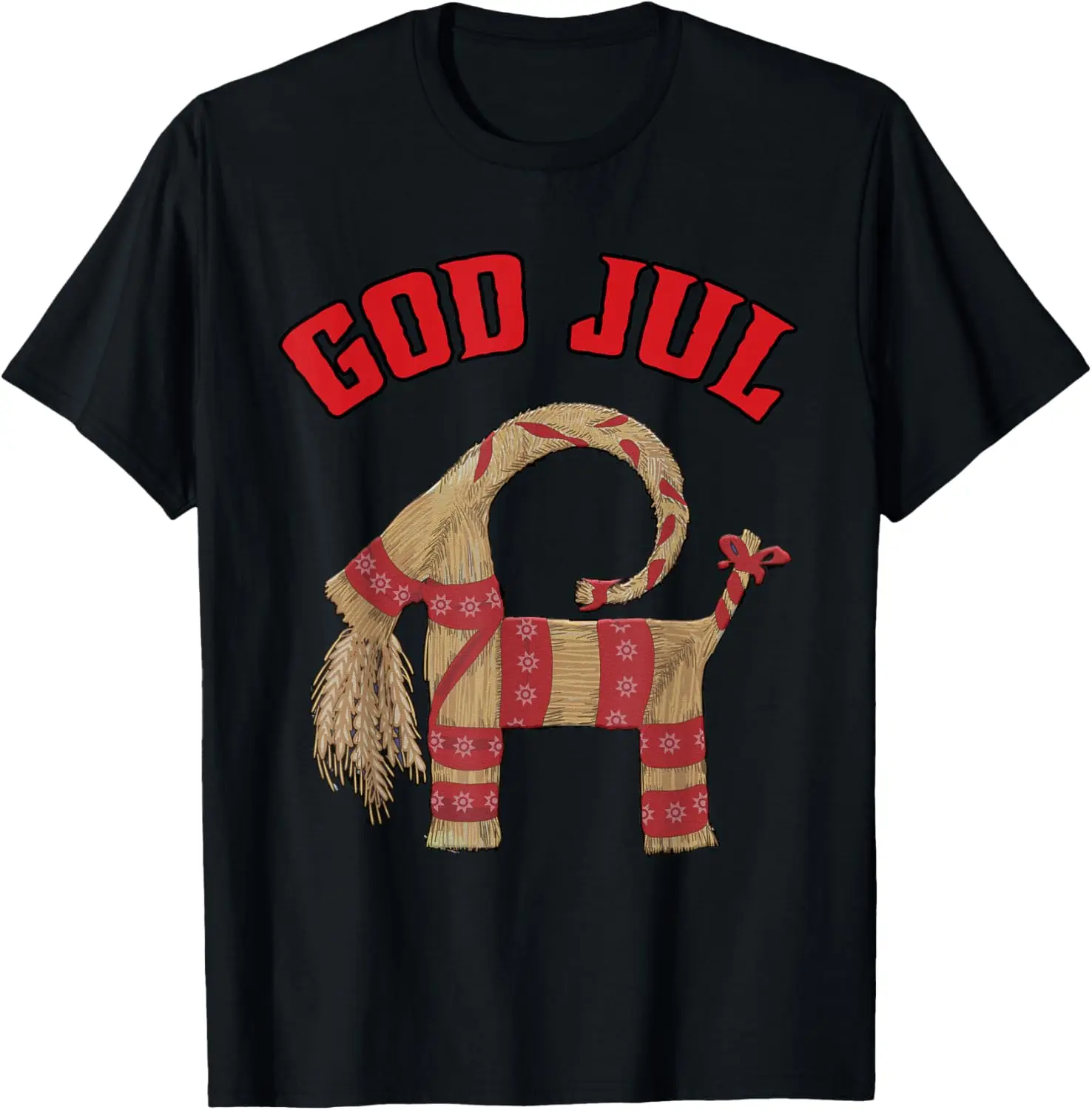 

Шведская соломенная рождественская футболка Goat God Jul Nordic Julbock