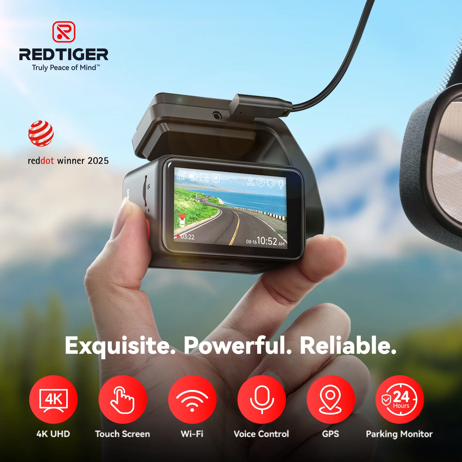 كاميرا REDTIGER F4 4K Dash Cam الأمامية، كاميرا سيارة صغيرة 2.2 بوصة، شاشة لمس 2160P UHD، تحكم صوتي، تتضمن بطاقة 32 جيجابايت، رؤية ليلية #2