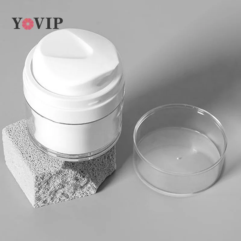 Draagbare 1Pc 15/30/50G Navulbare Cosmetische Pot Crème Blikjes Vacuüm Fles Persstijl Crème Pot Flesjes Airless Cosmetische Container