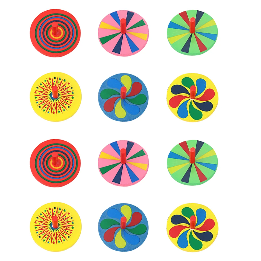 

12 PCS Toys Small Spinning Top Kids Gyro Pressure Relief 55X55X45CM Rotating Child Wooden Tops Playthings